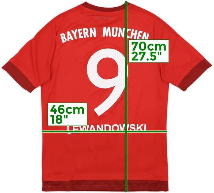 2015-16 Bayern Munich Home Shirt Lewandowski #9 - 7/10 - (XL.Boys)
