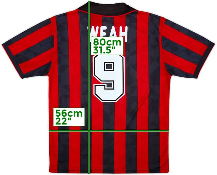 1995-96 AC Milan Home Shirt Weah #9 - 8/10 - (XL)