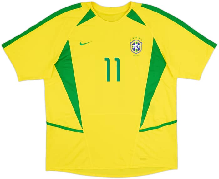 2002-04 Brazil Home Shirt Ronaldinho #11 - 8/10 - (L)