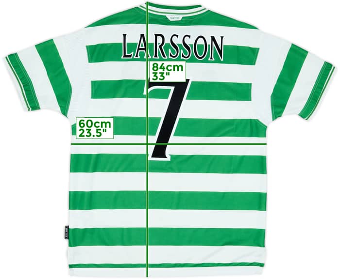 1999-01 Celtic Home Shirt Larsson #7 - 8/10 - (XL)