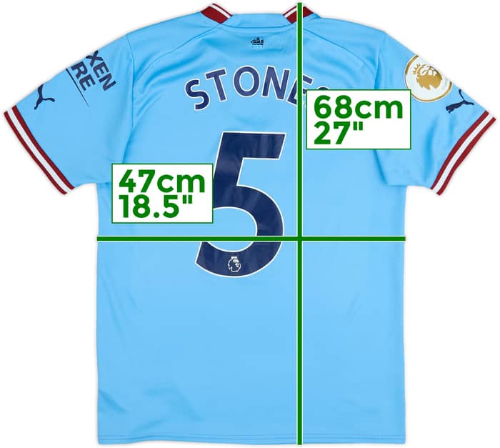 2022-23 Manchester City Home Shirt Stones #5 - 6/10 - (S)