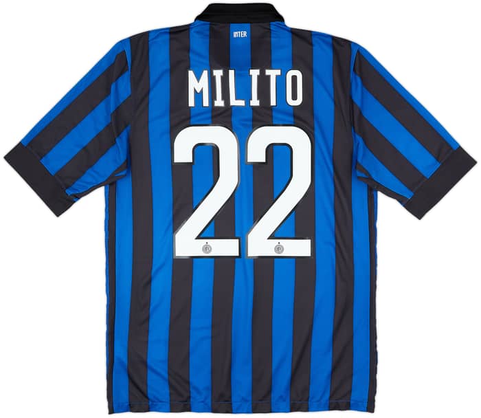 2011-12 Inter Milan Home Shirt Milito #22 - 9/10 - (M)