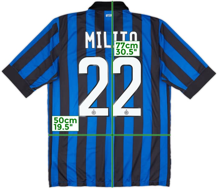 2011-12 Inter Milan Home Shirt Milito #22 - 9/10 - (M)