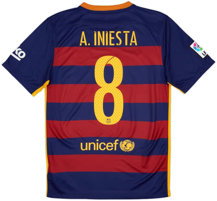 2015-16 Barcelona Home Shirt A.Iniesta #8 - 8/10 - (S)