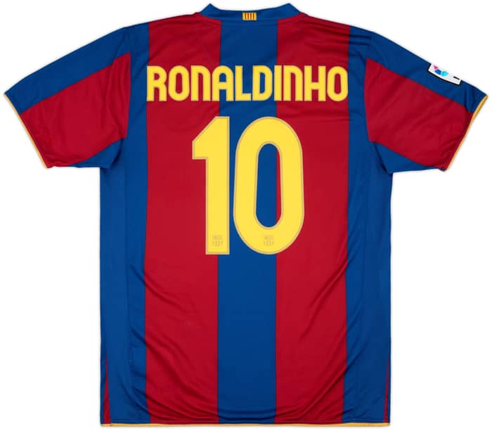 2007-08 Barcelona Home Shirt Ronaldinho #10 - 9/10 - (L)