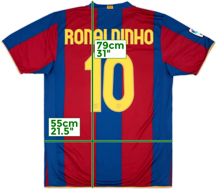 2007-08 Barcelona Home Shirt Ronaldinho #10 - 9/10 - (L)