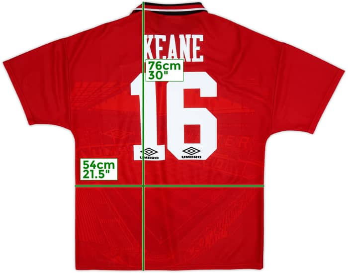 1994-96 Manchester United Home Shirt Keane #16 - 9/10 - (L)