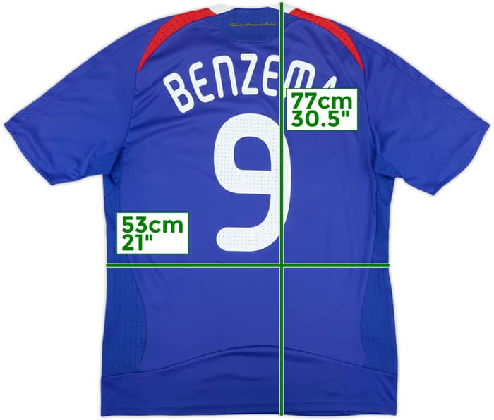 2007-08 France Home Shirt Benzema #9 - 6/10 - (M)