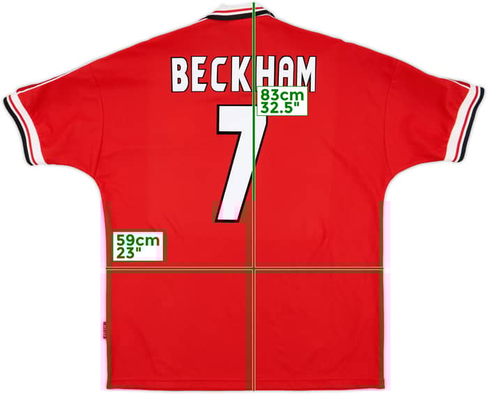 1998-00 Manchester United Home Shirt Beckham #7 - 10/10 - (XL)