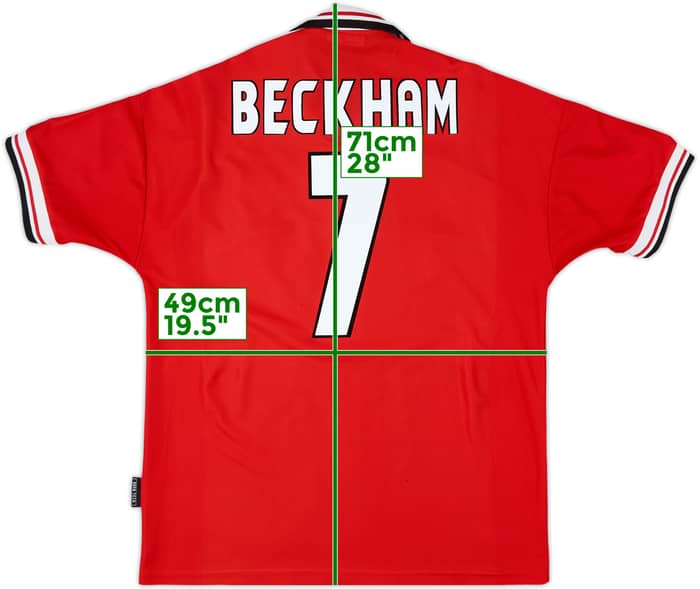 1998-00 Manchester United Home Shirt Beckham #7 - 8/10 - (L)