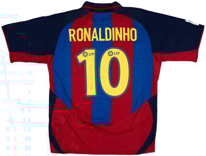 2003-04 Barcelona Home Shirt Ronaldinho #10 - 8/10 - (L)