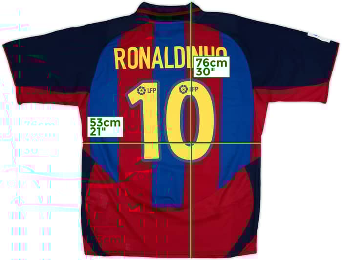 2003-04 Barcelona Home Shirt Ronaldinho #10 - 8/10 - (L)