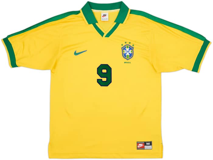 1997-98 Brazil Home Shirt Ronaldo #9 - 8/10 - (M)
