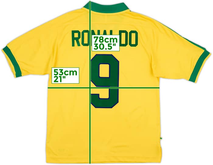 1997-98 Brazil Home Shirt Ronaldo #9 - 8/10 - (M)