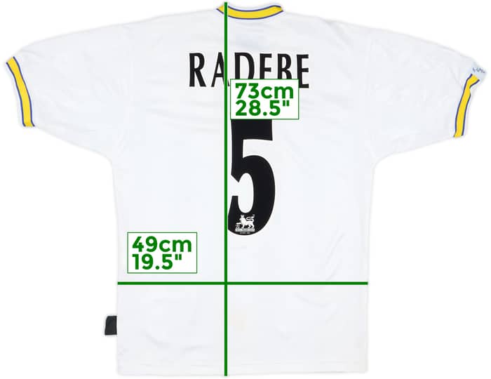 1996-98 Leeds United Home Shirt Radebe #5 - 7/10 - (S)