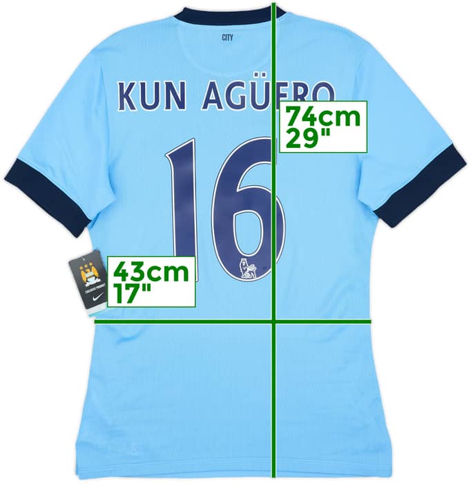 2014-15 Manchester City Authentic Home Shirt Kun Aguero #16 (M)