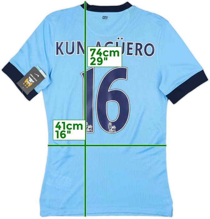 2014-15 Manchester City Authentic Home Shirt Kun Aguero #16 (S)