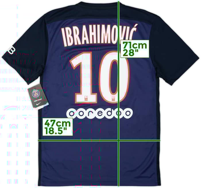 2015-16 Paris Saint-Germain Home Shirt Ibrahimovic #10 (S)
