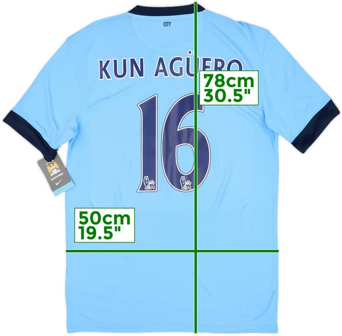 2014-15 Manchester City Home Shirt Kun Aguero #16 (M)