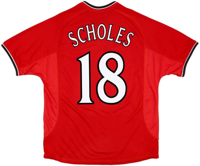 2000-02 Manchester United Home Shirt Scholes #18 - 9/10 - (L)