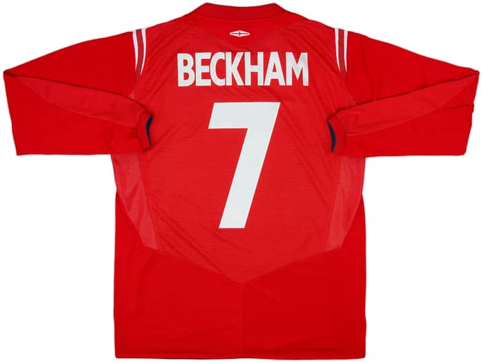 2004-06 England Away L/S Shirt Beckham #7 - 9/10 - (M)