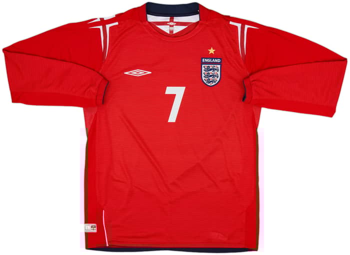 2004-06 England Away L/S Shirt Beckham #7 - 9/10 - (M)
