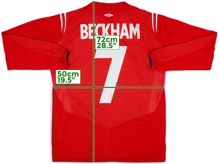 2004-06 England Away L/S Shirt Beckham #7 - 9/10 - (M)
