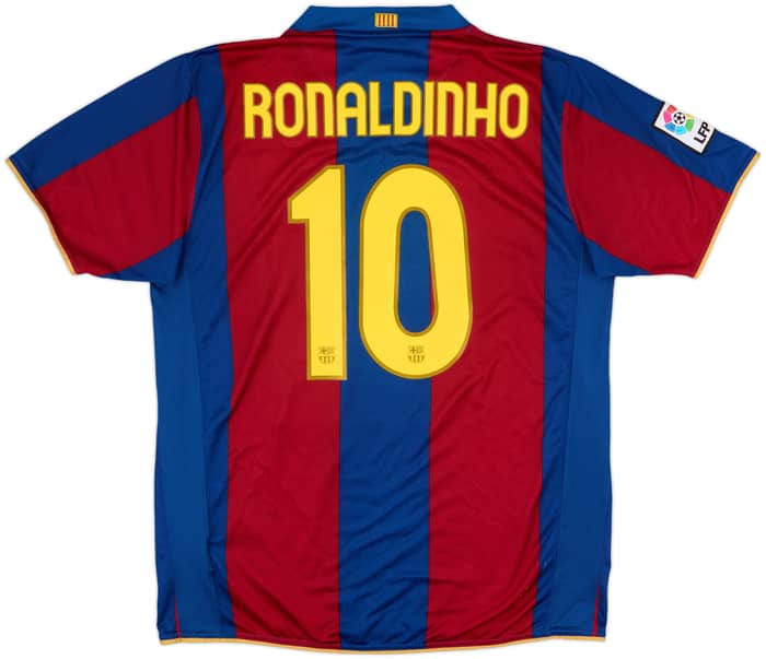 2007-08 Barcelona Home Shirt Ronaldinho #10 - 4/10 - (L)