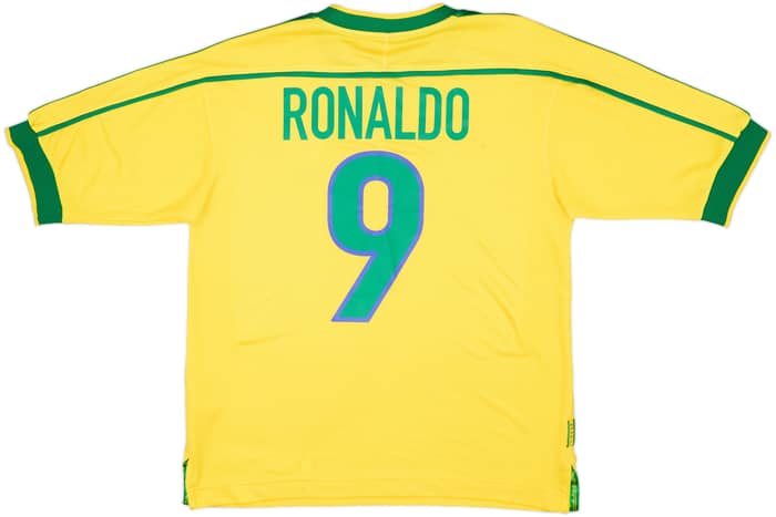1998-00 Brazil Home Shirt Ronaldo #9 - 8/10 - (S)