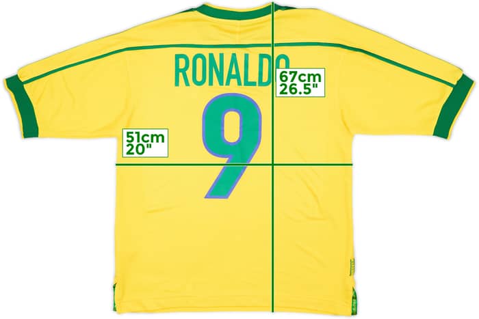 1998-00 Brazil Home Shirt Ronaldo #9 - 8/10 - (S)