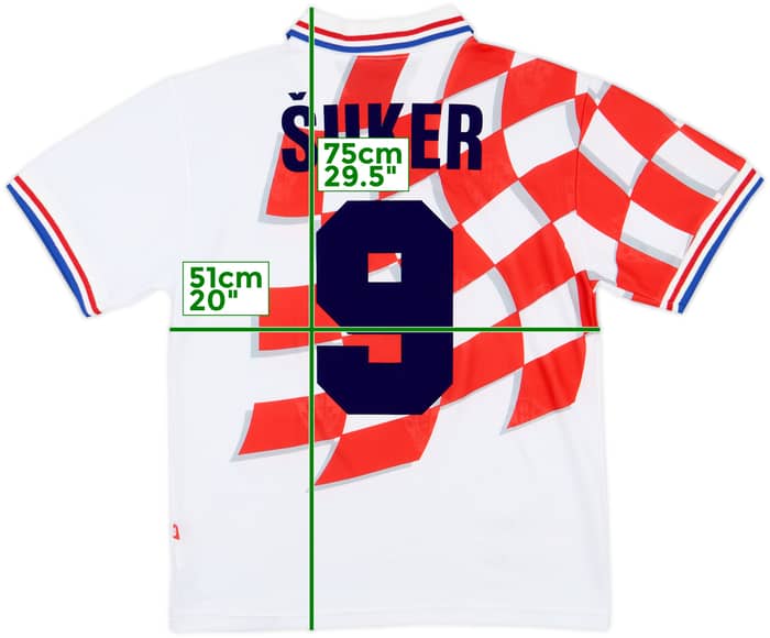 1996-98 Croatia Home Shirt Suker #9 - 8/10 - (M)