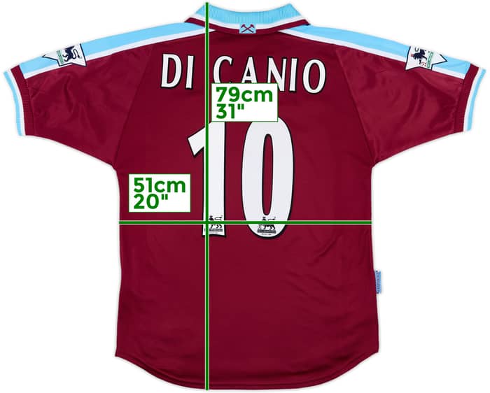 1999-01 West Ham Home Shirt Di Canio #10 - 9/10 - (M)