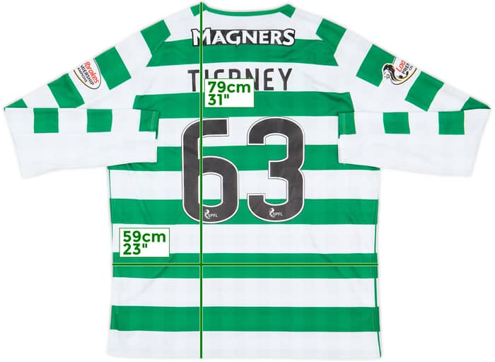 2016-17 Celtic Home L/S Shirt Tierney #63 - 7/10 - (XL)