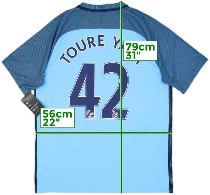 2016-17 Manchester City Home Shirt Toure Yaya #42 (L)