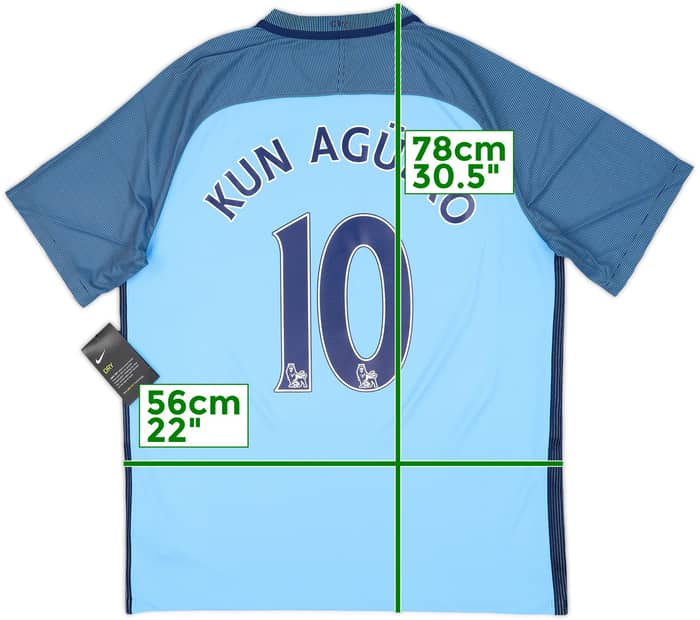 2016-17 Manchester City Home Shirt Kun Aguero #10 (L)