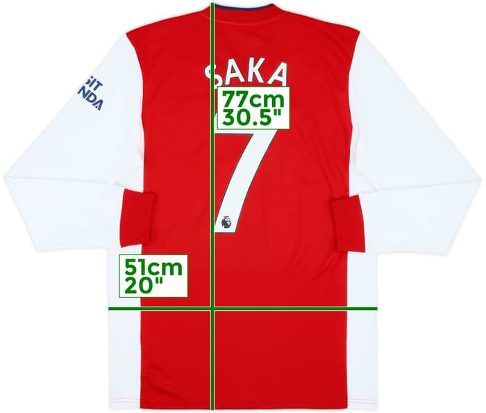 2021-22 Arsenal Home L/S Shirt Saka #7 - 8/10 - (M)