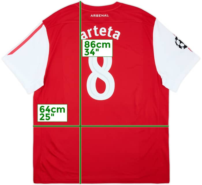 2011-12 Arsenal Home Shirt Arteta #8 - 9/10 - (XXL)