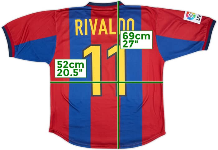 1998-00 Barcelona Home Shirt Rivaldo #11 - 6/10 - (M)