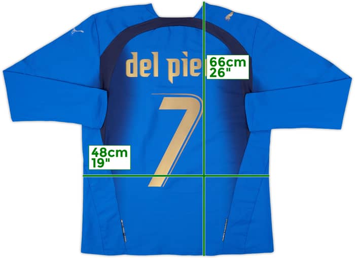 2006 Italy Home L/S Shirt Del Piero #7 - 5/10 - (M)