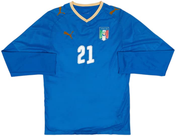 2007-08 Italy Player Issue Home L/S Shirt Pirlo #21 - 8/10 - (M)