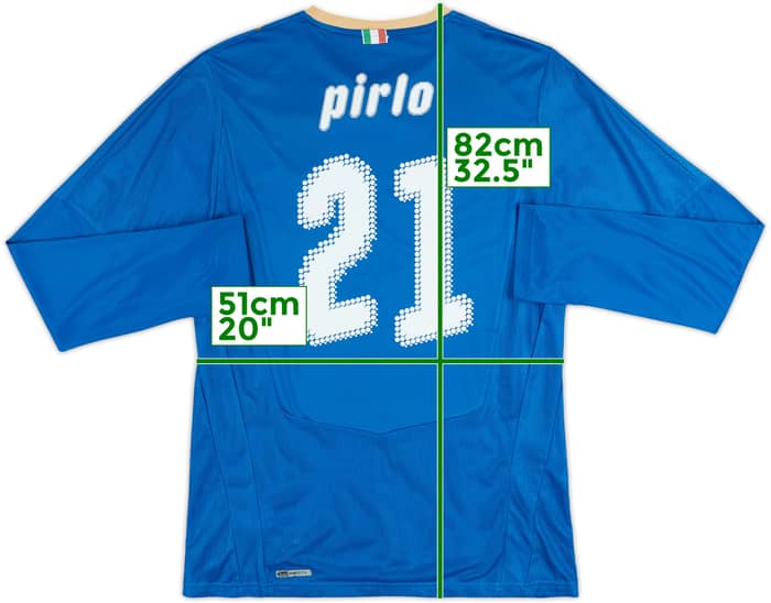 2007-08 Italy Player Issue Home L/S Shirt Pirlo #21 - 8/10 - (M)