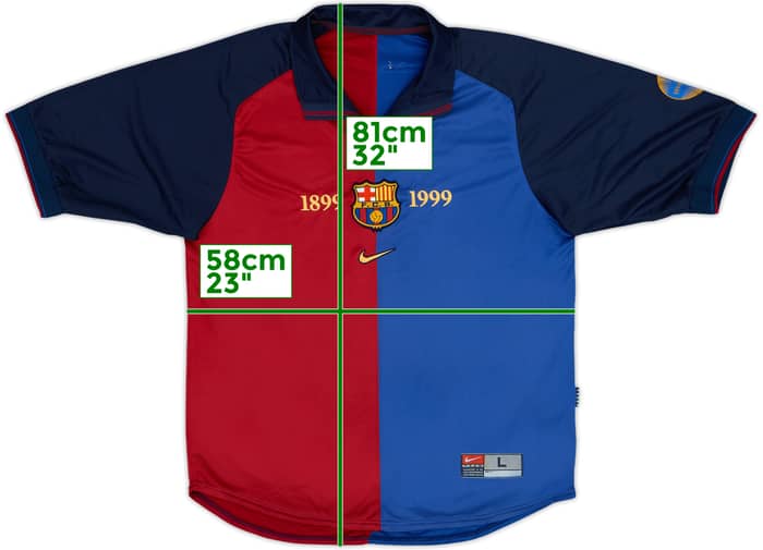 1999-00 Barcelona Centenary Home Shirt Guardiola #4 - 6/10 - (L)