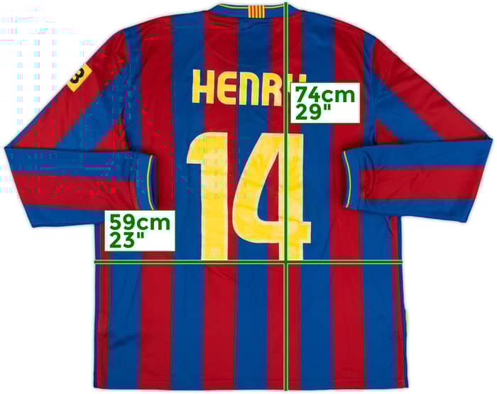 2009-10 Barcelona Home L/S Shirt Henry #14 - 6/10 - (L)
