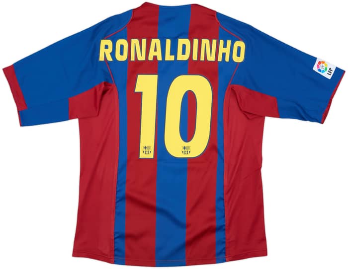2004-05 Barcelona Home Shirt Ronaldinho #10 - 9/10 - (L)