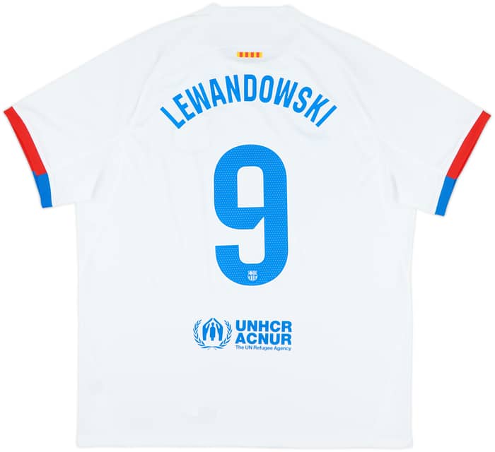 2023-24 Barcelona Away Shirt Lewandowski #9 - 9/10 - (XL)