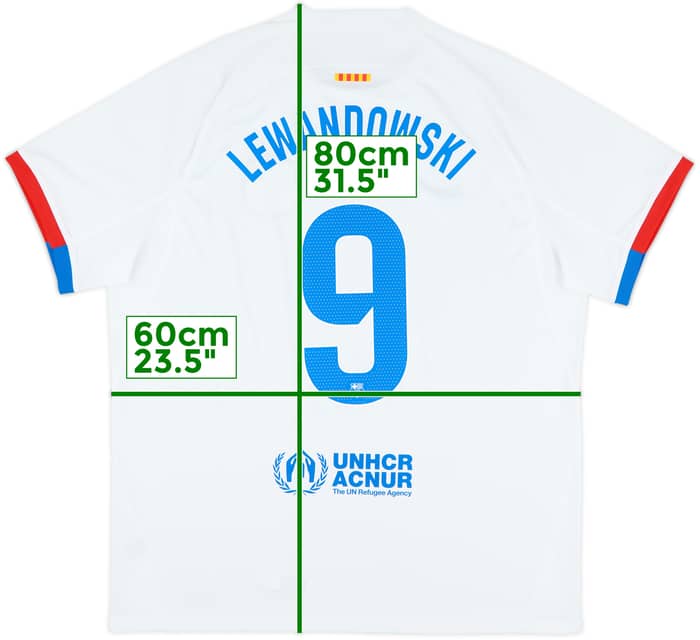 2023-24 Barcelona Away Shirt Lewandowski #9 - 9/10 - (XL)