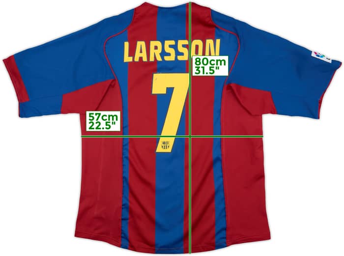 2004-05 Barcelona Home Shirt Larsson #7 - 6/10 - (L)