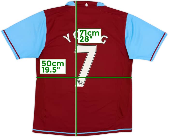 2007-08 Aston Villa Camiseta Local Young #7 - 6/10 - (M)