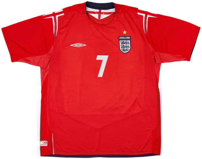 2004-06 England Away Shirt Beckham #7 - 7/10 - (XL)