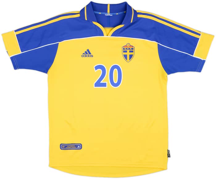 2000-02 Sweden Home Shirt Larsson #20 - 8/10 - (M)